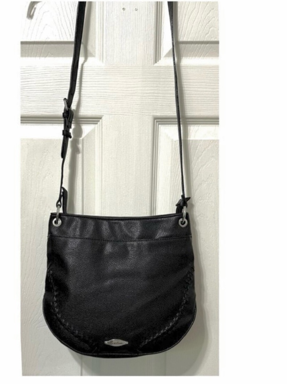Franco Sarto Braided Front Black Crossbody Bag Handbag